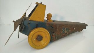 Antique Tin Wind Up Airplane 1920s Toy Girard Louis Marx Or Repairs