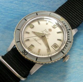 Mens 1950s Zodiac Sea Wolf Automatic Vintage Swiss Made Divers Date Watch