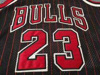 Vintage Champion Authentic Michael Jordan Chicago Bulls Pinstripe Jersey Sz 44 L 3