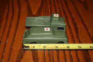 Vintage Timmee Processed Plastic Army Ambulance & Truck Tank - Marx Mpc Payton