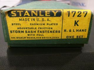 Stanley 1727 K Storm Sash Fasteners With Pull Nos Box Vintage Hardware