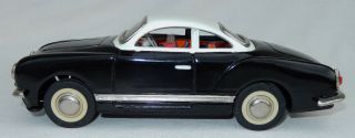 Vtg.  (Toy Brand) Friction Tin Car Black/White Sedan - Karmann Gia Made China 2