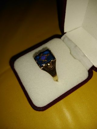 Vintage 10k Gold Masonic Blue Lodge Master Mason ' s Ring.  Size 11 1/2. 2