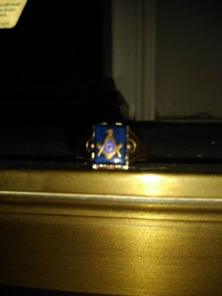 Vintage 10k Gold Masonic Blue Lodge Master Mason ' s Ring.  Size 11 1/2. 5