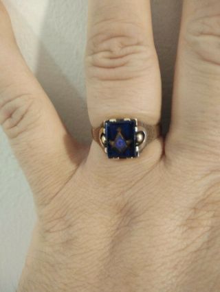 Vintage 10k Gold Masonic Blue Lodge Master Mason ' s Ring.  Size 11 1/2. 7