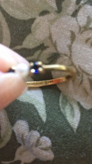 Tiffany & Co.  Vintage Pearl and Blue Sapphire Ring 14K Yellow Gold 5