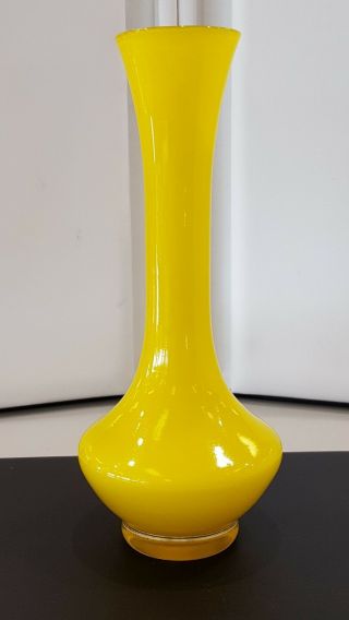 Mid Century Modern Yellow Case Glass Bud Vase