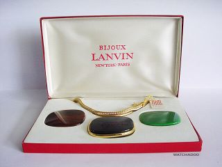 Nos Vintage 70s Bijoux Lanvin Lucite Interchangeable Pendant Necklace Box & Tag