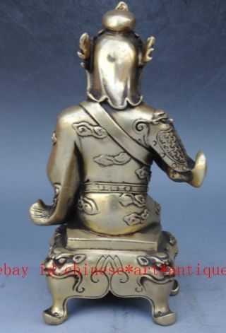 Chinese old Copper Dragon Guan Gong Guan Yu warrior Mammon Buddha statue e02 4