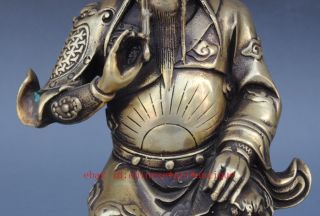 Chinese old Copper Dragon Guan Gong Guan Yu warrior Mammon Buddha statue e02 5