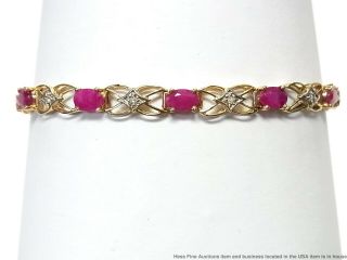 5.  65ctw Natural Ruby Diamond 14k Gold Bracelet Vintage Tennis Line