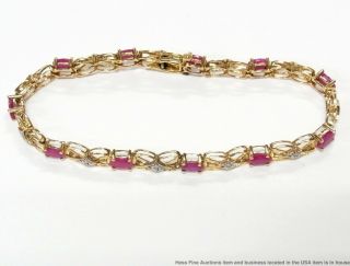 5.  65ctw Natural Ruby Diamond 14k Gold Bracelet Vintage Tennis Line 4