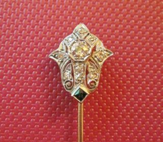 Stunning Platinum And 14k Gold Diamond And Sapphire Stick Pin