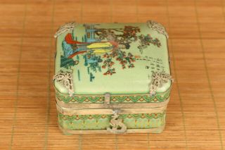 Rare Chinese Old Porcelain Hand Painting Belle Art Statue Jewel Box