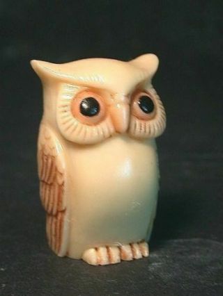 Japanese Ivory Colored Bone Netsuke - Just A Chubby Country Owl Bird