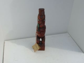 Vintage Older Wooden Carved Tekoteko Maori Tribe Zealand Figure 13 " X 3 "