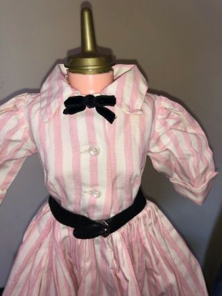 Vintage Madame Alexander 1956 Pink Candy Striped Shirtwaist Dress hat belt 5