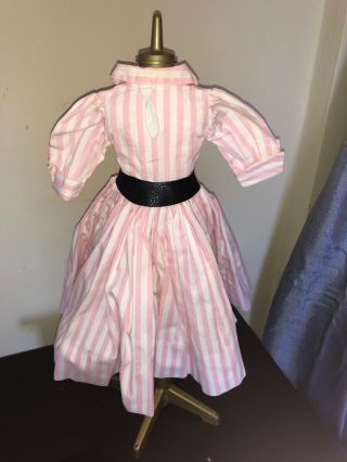 Vintage Madame Alexander 1956 Pink Candy Striped Shirtwaist Dress hat belt 6
