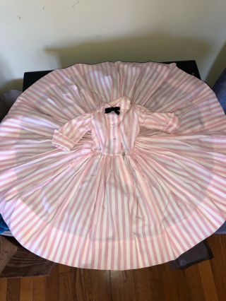 Vintage Madame Alexander 1956 Pink Candy Striped Shirtwaist Dress hat belt 8