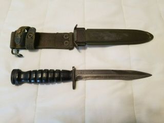 Us M3 Utica Blade Marked Wwii Trench Knife With M8 Scabbard