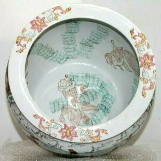 Antique / Vintage Asian Porcelain Jardiniere Planter W/ Mythical Interior Art.