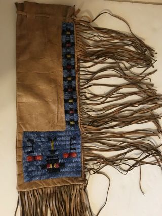 Vintage Native American Soft Buckskin Pipe Bag From Estate.  Plains???