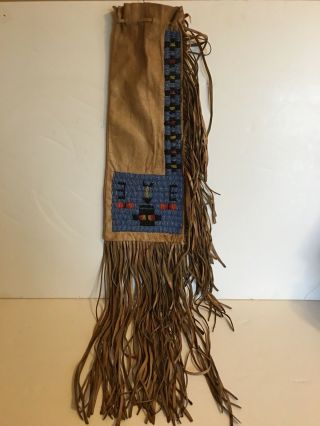Vintage Native American Soft Buckskin Pipe Bag from Estate.  Plains??? 7