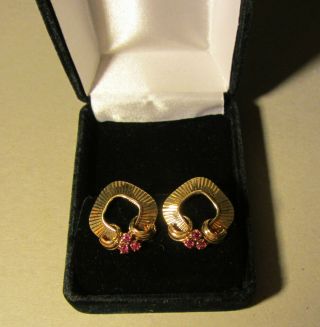 Tiffany & Co.  vintage 14k gold & rubies screwback deco earrings 11