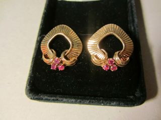 Tiffany & Co.  vintage 14k gold & rubies screwback deco earrings 12