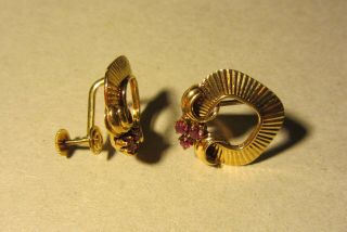Tiffany & Co.  vintage 14k gold & rubies screwback deco earrings 2