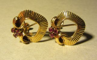 Tiffany & Co.  vintage 14k gold & rubies screwback deco earrings 3