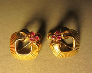 Tiffany & Co.  vintage 14k gold & rubies screwback deco earrings 8