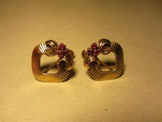 Tiffany & Co.  vintage 14k gold & rubies screwback deco earrings 9