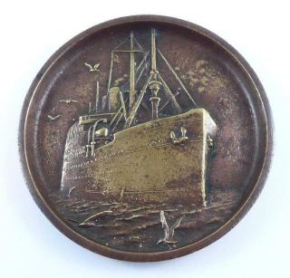 Antique Bronze Tray - Or Nautical Scene Depicted.  C.  1900 - 10