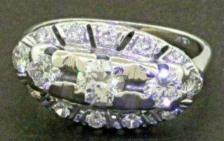 Vintage 14k Wg.  74ctw Vs Diamond Wedding/engagement Ring W/.  28ct Ctr.  Size 5.