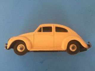 Vintage Bandai Battery Operated Tin Volkswagen Beetle Htf Tan Made In Japan