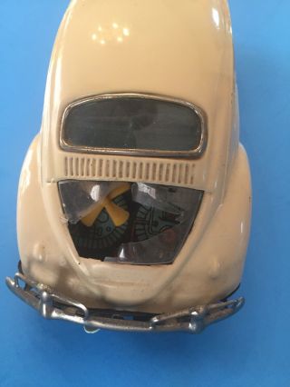 Vintage Bandai Battery Operated Tin Volkswagen Beetle HTF Tan Made in Japan 3