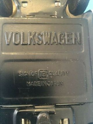 Vintage Bandai Battery Operated Tin Volkswagen Beetle HTF Tan Made in Japan 7