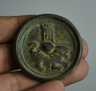 Old Chinese Palace Bronze Mirror Coin Zodiac " Year Of The Tiger " 40mm 1.  575 "