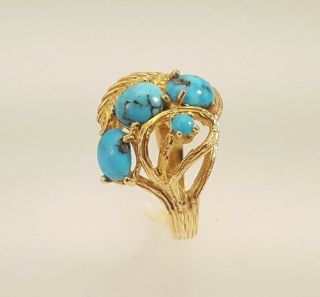 pre owned vintage 14k yellow gold ring with Turquoise 3