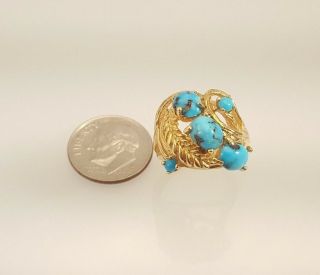 pre owned vintage 14k yellow gold ring with Turquoise 4