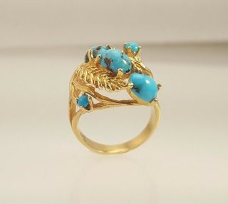 pre owned vintage 14k yellow gold ring with Turquoise 5