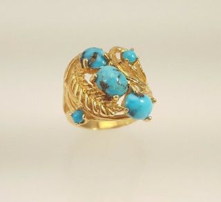 pre owned vintage 14k yellow gold ring with Turquoise 6