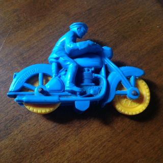 Vtg 1950s Auburn Rubber Toy Rare Motorcycle 520 Blue Police Cop Action Figure