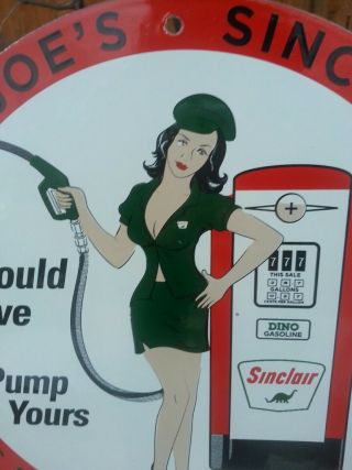 VINTAGE 1961 SINCLAIR PORCELAIN SIGN GAS STATION OIL PUMP ROUTE 66 PIN UP NOS 3