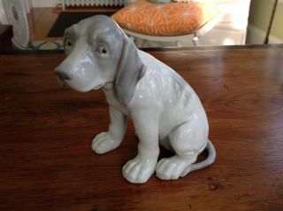 Antique Gebruder Heubach Hand Painted Porcelain Hound Dog