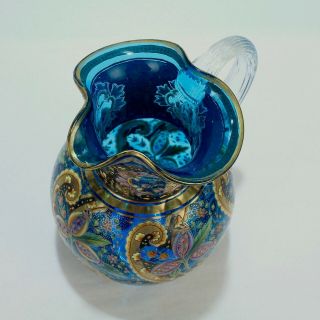 Best Antique Moser Glass Enamel Pitcher - Bizarre Chintz Pattern GL 7