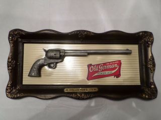 Vintage Old German Premium Lager Chalkware Buntline Special Gun Beer Sign 11