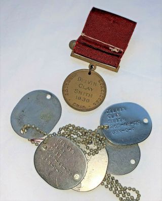 Wwii Us Navy Named Good Conduct Medal And Thumb Print Dog Tags