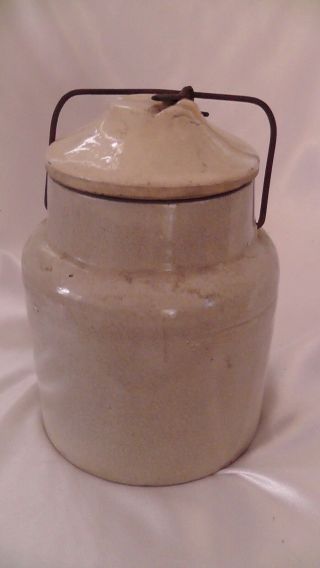 Vintage Ceramic Jug W/lid Honey Salt 8 " X 5.  5 " Maine